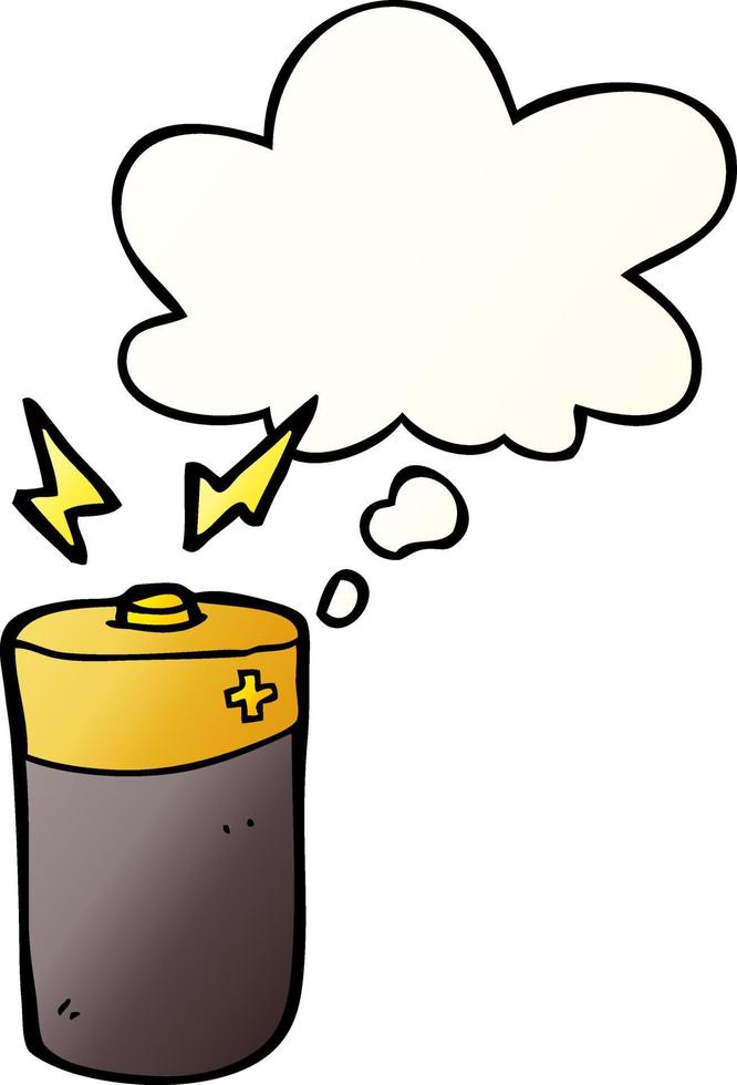 cartoon battery and thought bubble in smooth gradient style vector