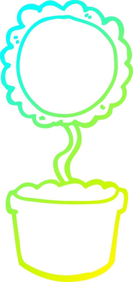 cold gradient line drawing cute cartoon flower vector