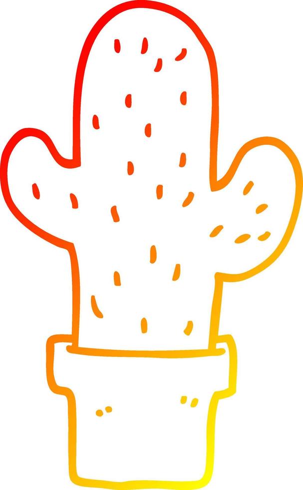 warm gradient line drawing cartoon cactus vector