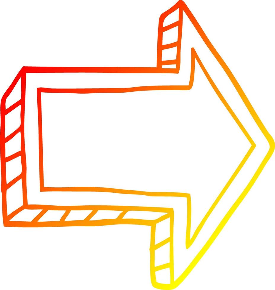 warm gradient line drawing cartoon directing arrow vector