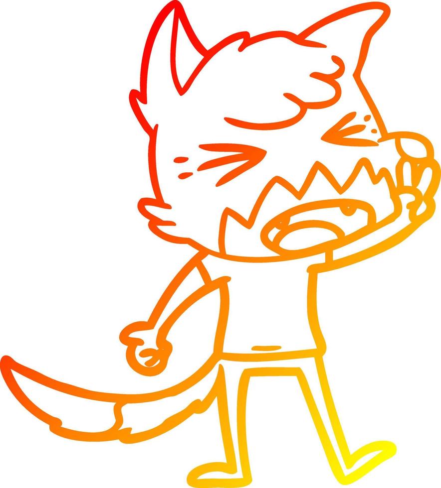 warm gradient line drawing angry cartoon fox vector