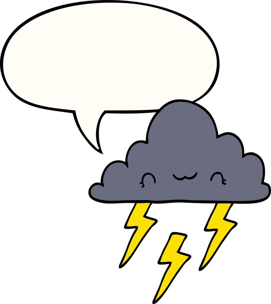 cartoon storm cloud and speech bubble vector