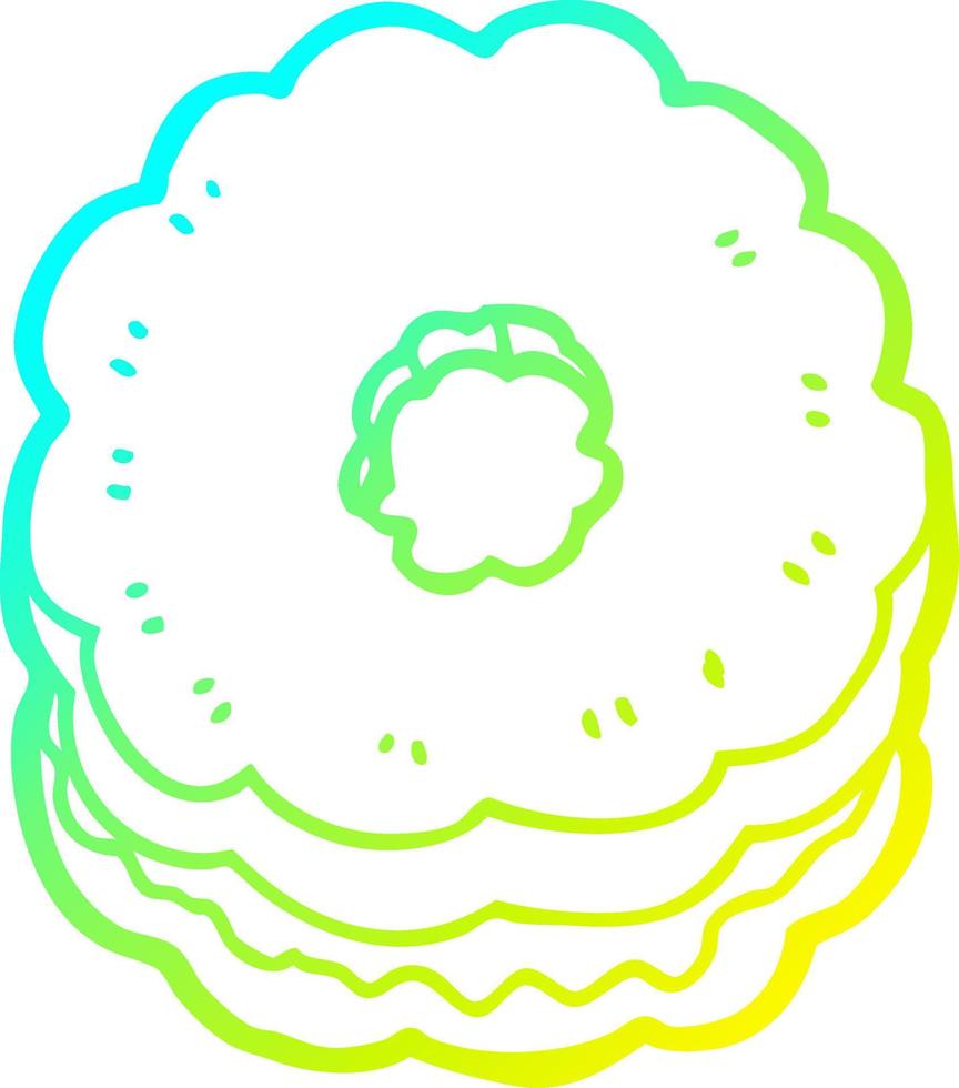 cold gradient line drawing cartoon biscuit vector