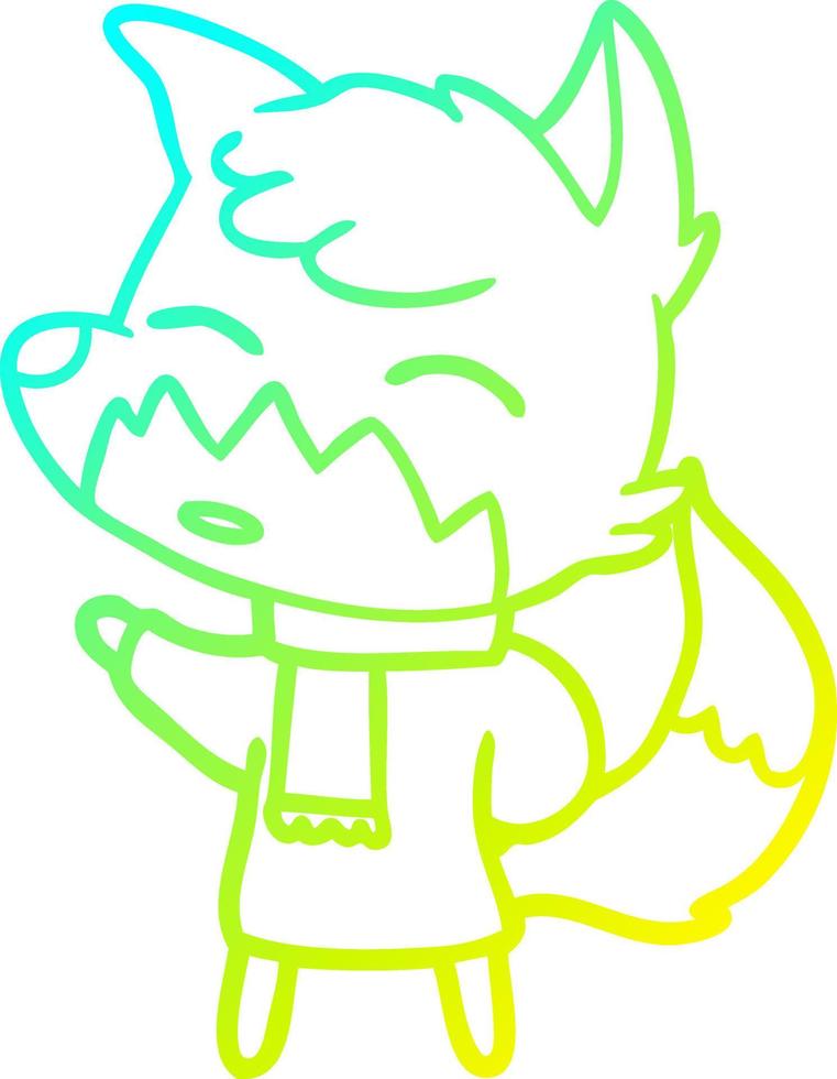cold gradient line drawing cartoon fox vector