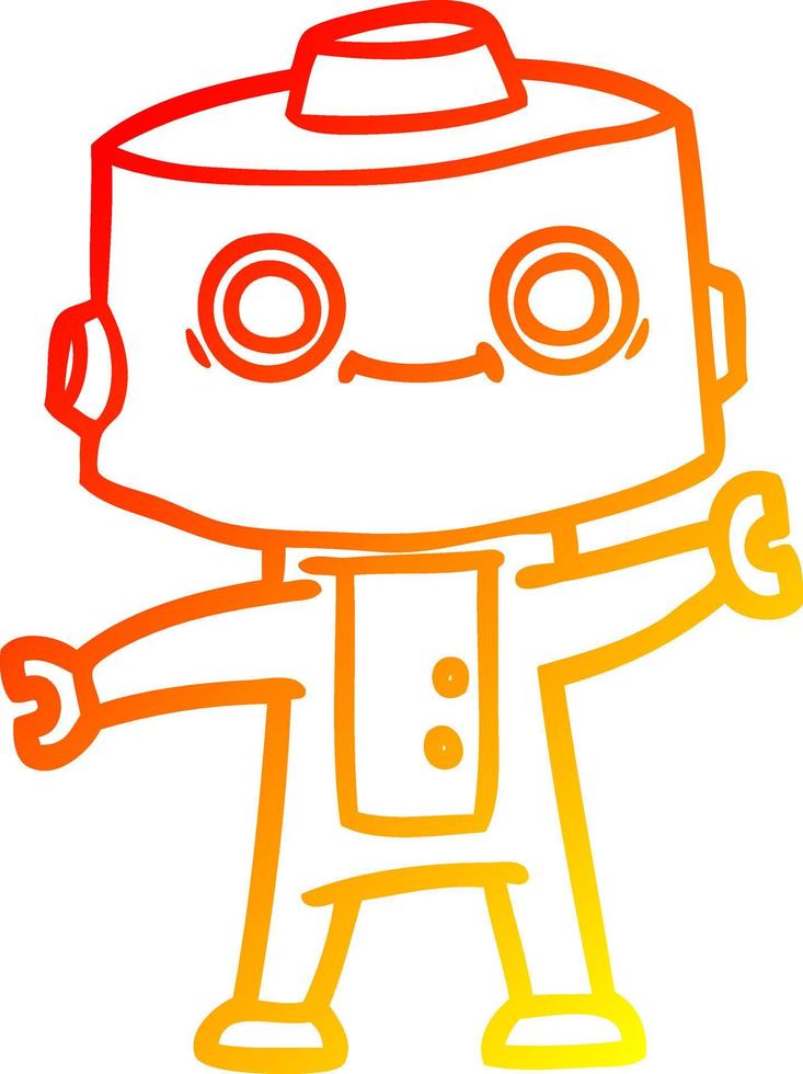 warm gradient line drawing cartoon robot vector