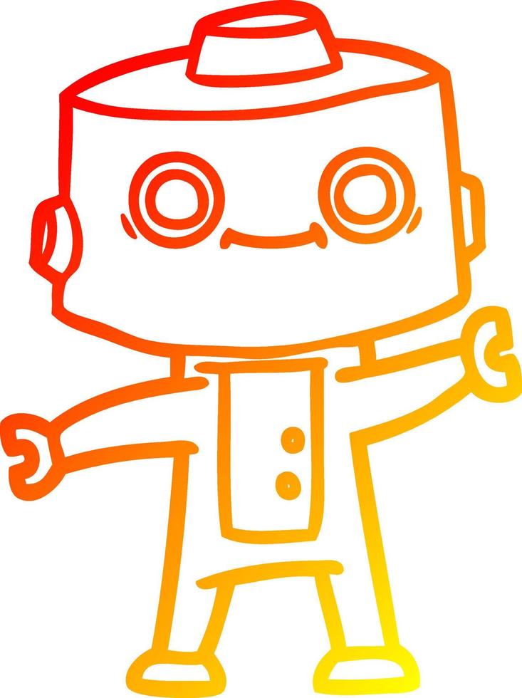 robot de dibujos animados de dibujo lineal de gradiente cálido vector