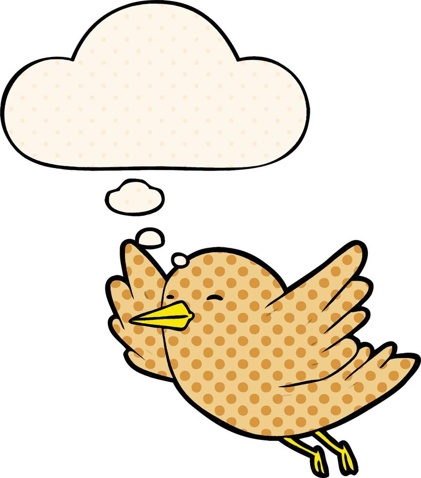 cartoon bird and thought bubble in comic book style vector