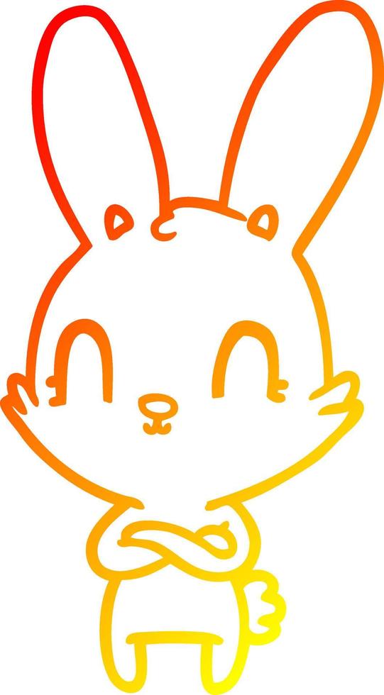 warm gradient line drawing cute cartoon rabbit vector