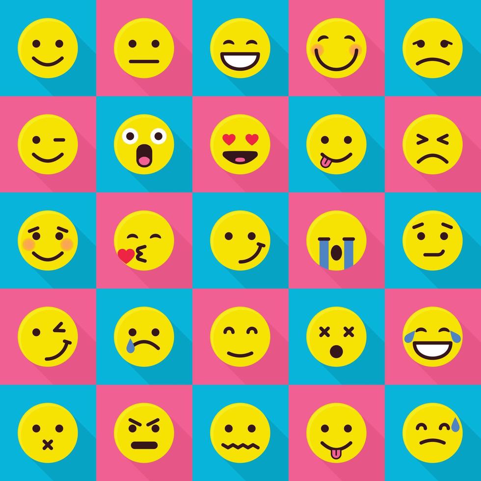 Smile emoticons icons set, flat style vector