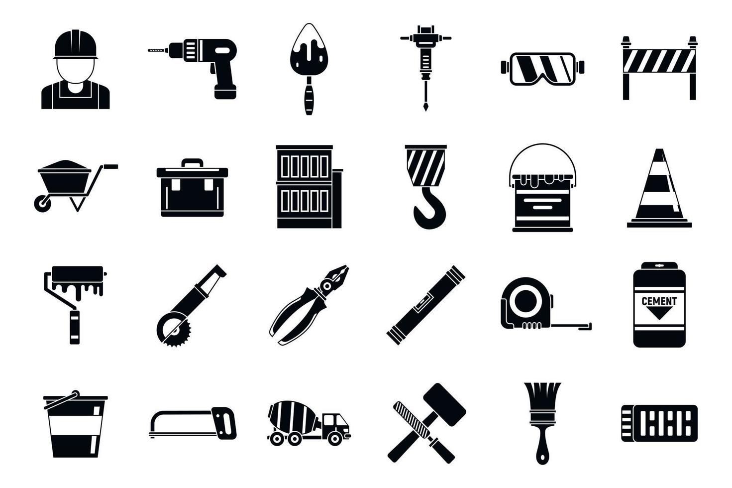 Safety building reconstruction icons set, simple style vector