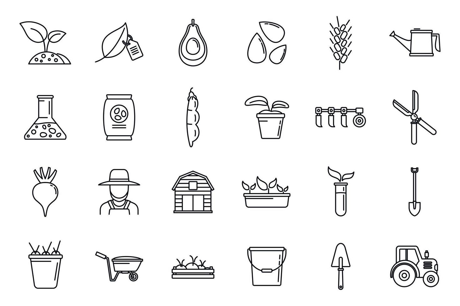Agronomist tools icons set, outline style vector