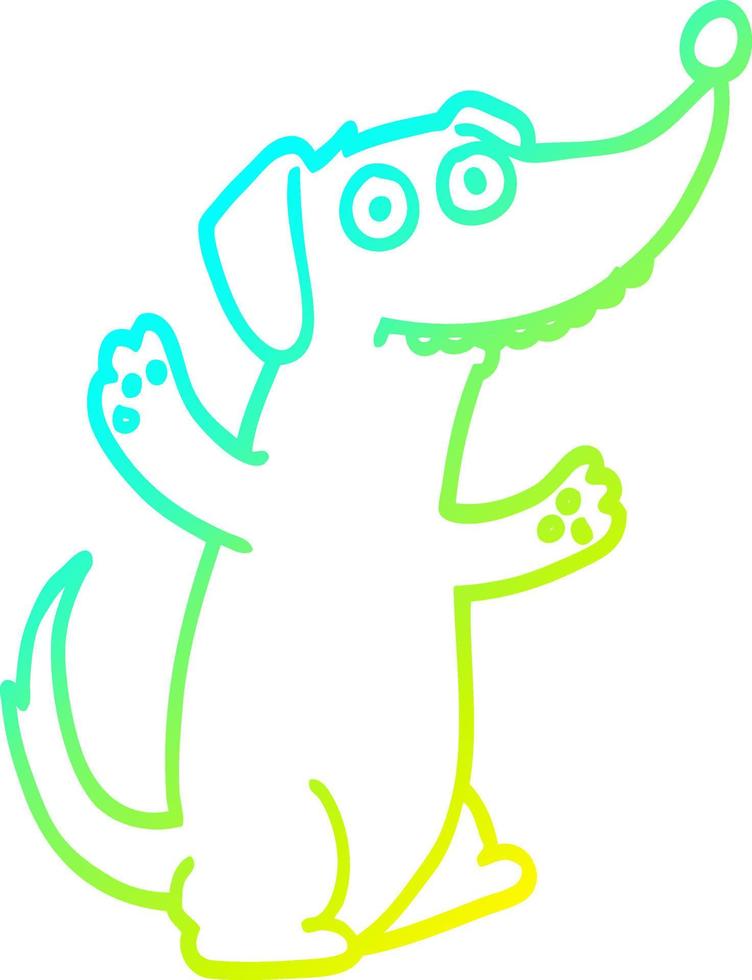 cold gradient line drawing cartoon dog vector