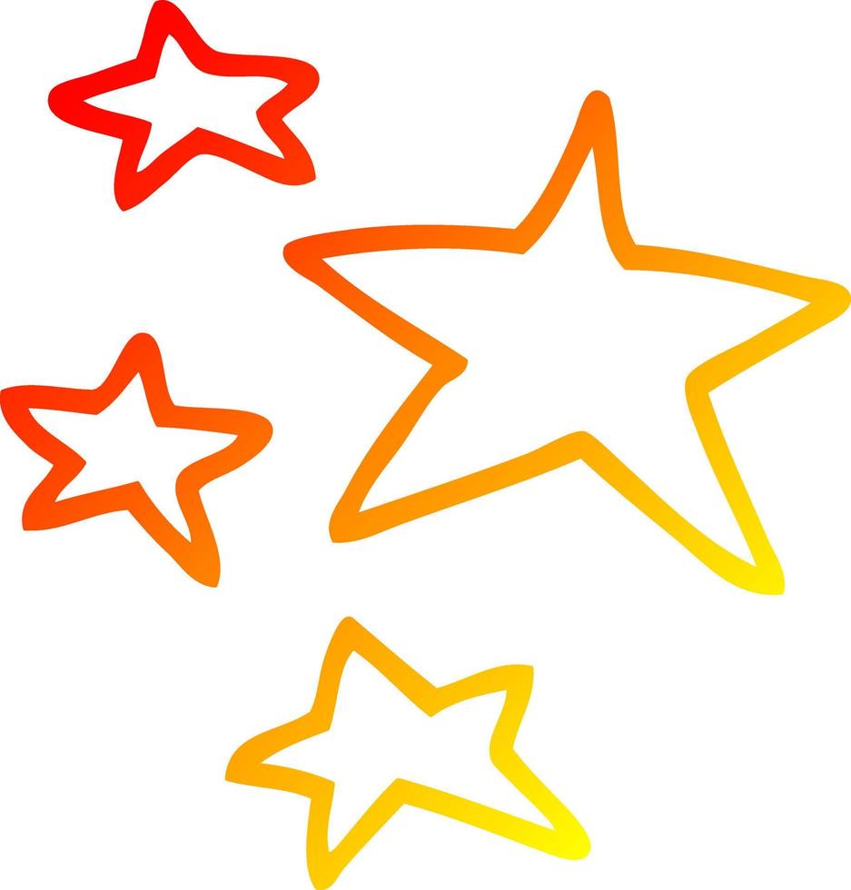 warm gradient line drawing cartoon stars vector