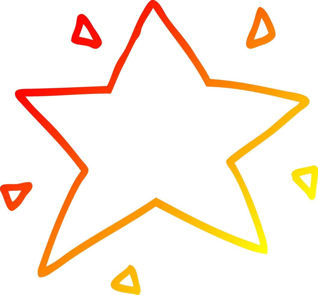 warm gradient line drawing cartoon star vector