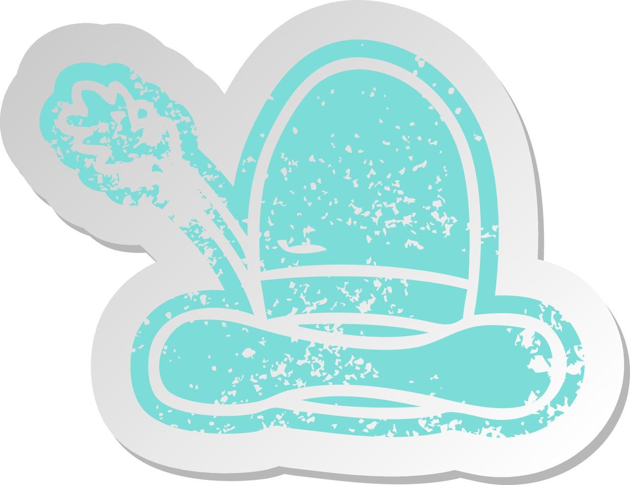 distressed old sticker of a farmers hat vector