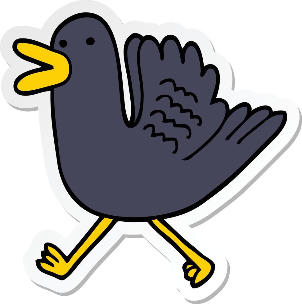 sticker of a cartoon duck running vector