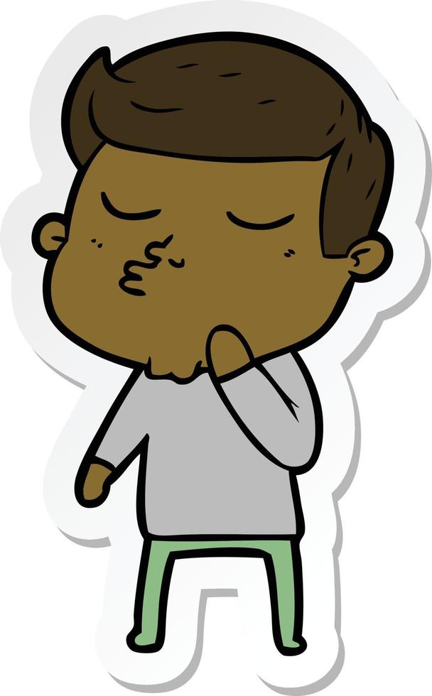sticker of a cartoon model guy pouting vector