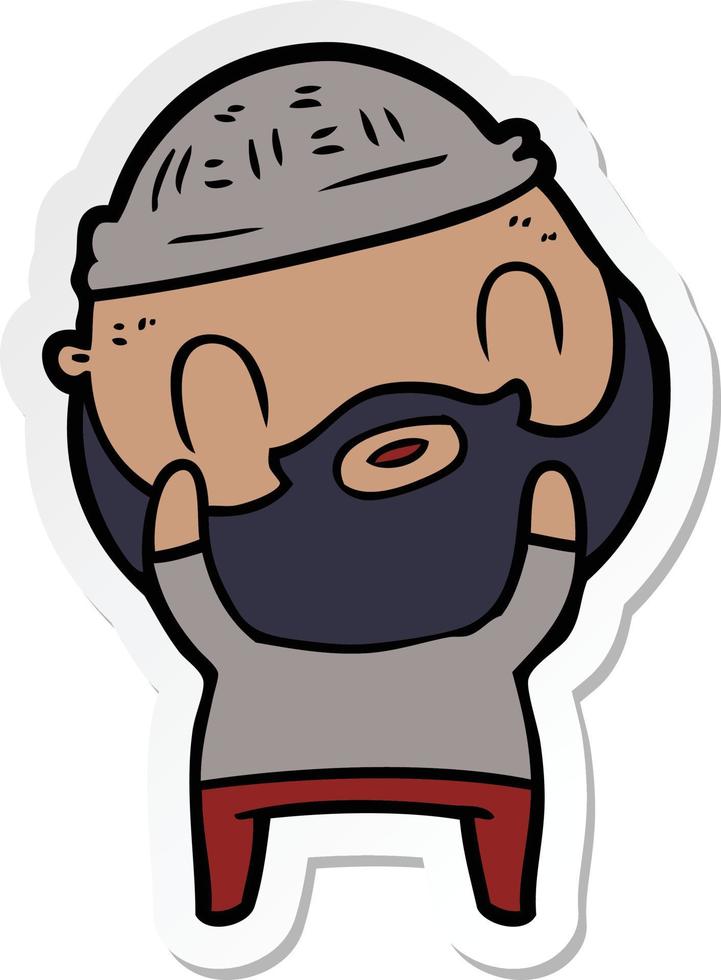 sticker of a cartoon bearded man vector