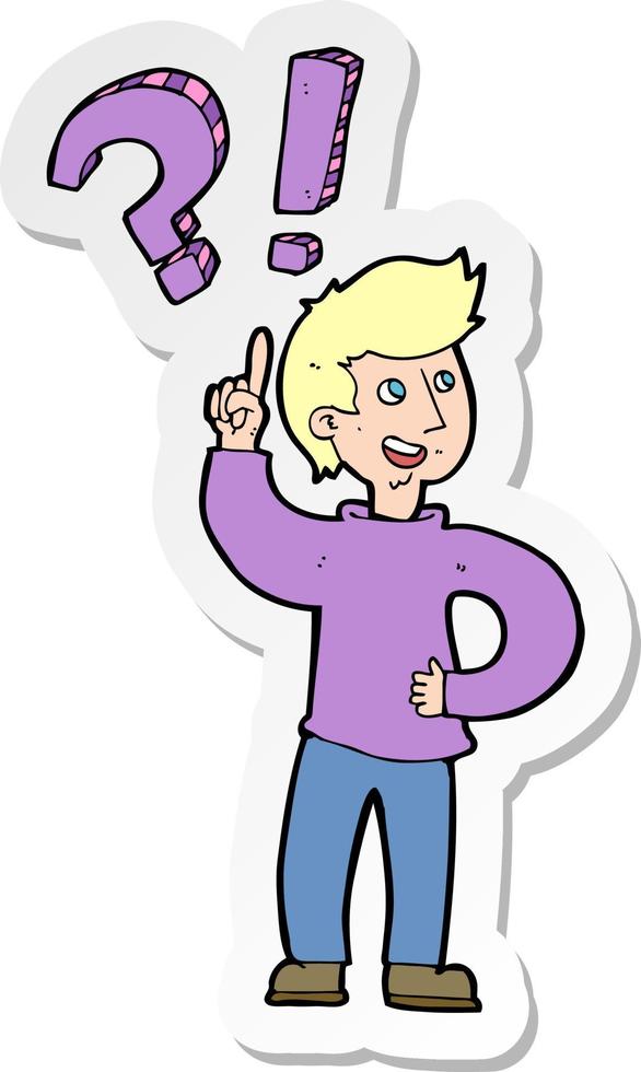sticker of a cartoon man asking question vector
