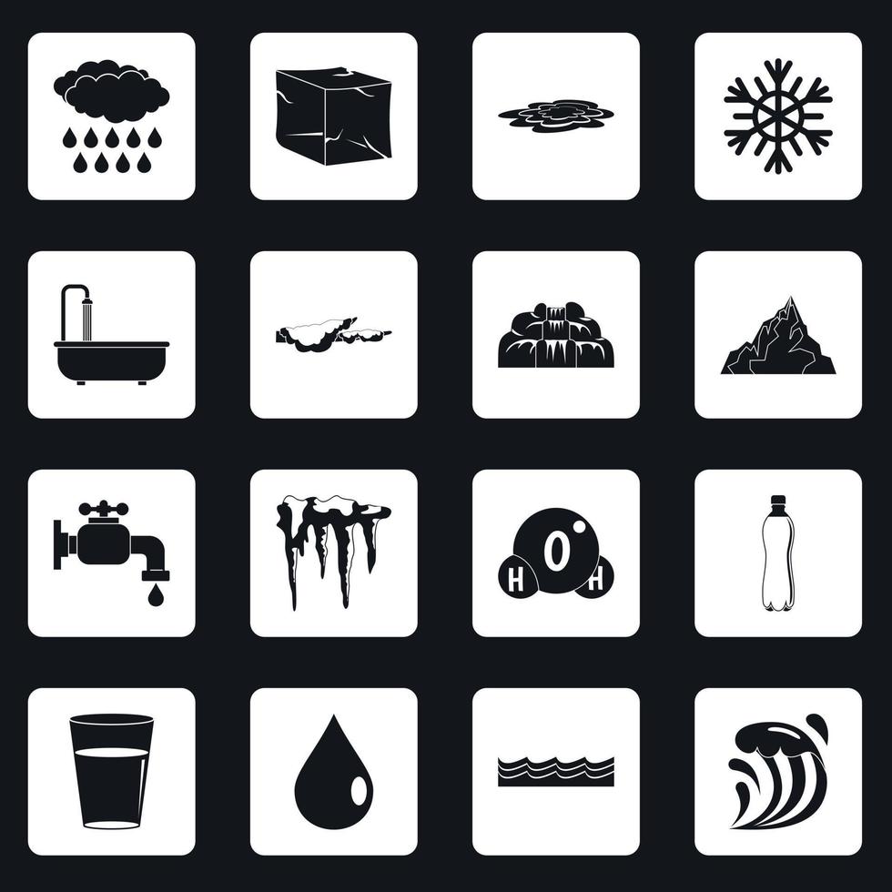 Water icons set squares vector
