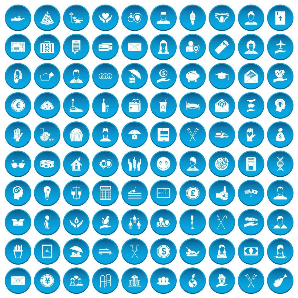 100 philanthropy icons set blue vector