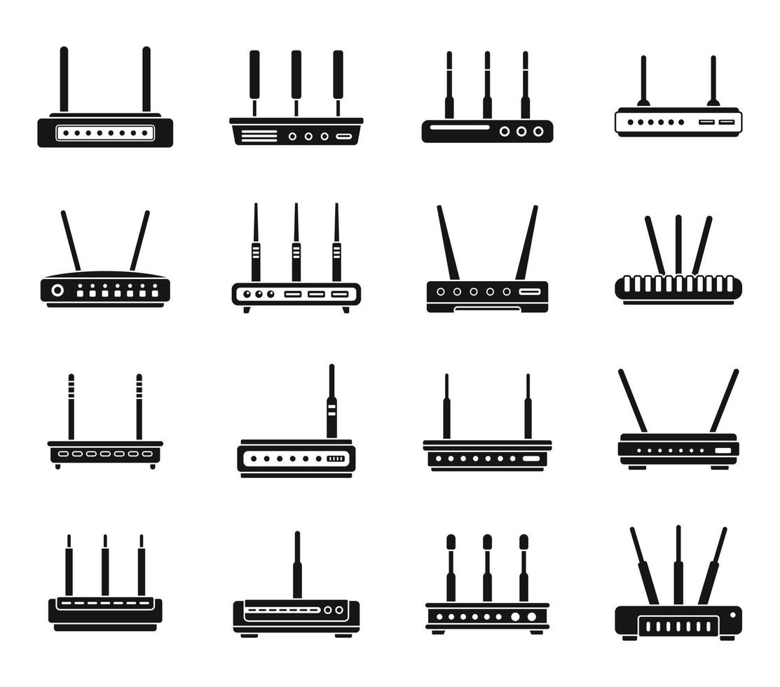 los iconos de módem establecen un vector simple. enrutador de internet