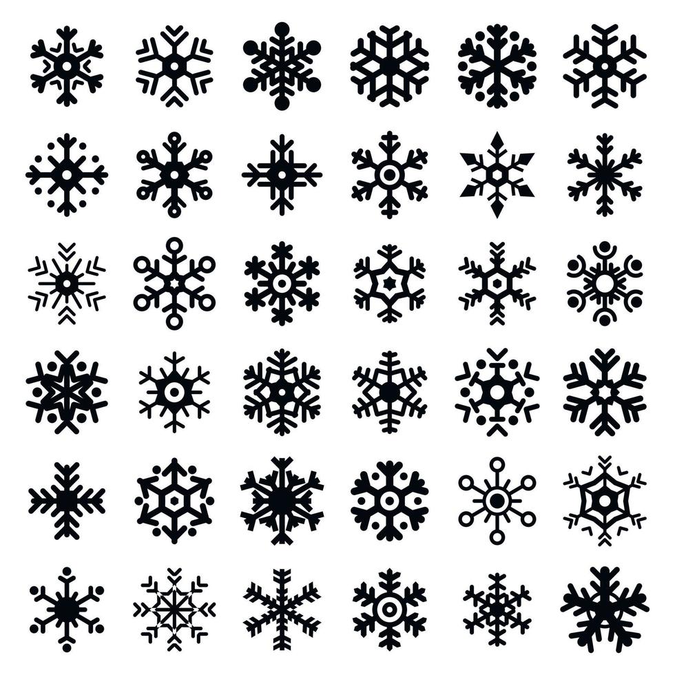 Snowflake icons set, simple style vector