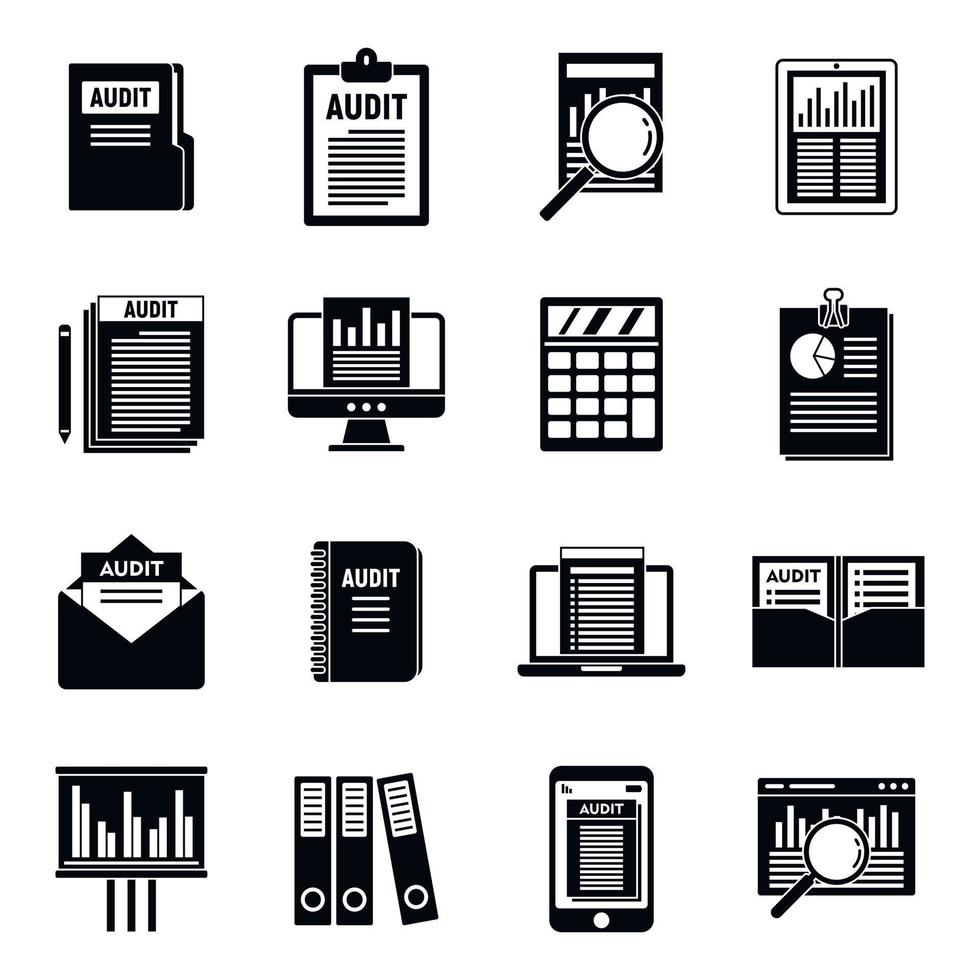 Audit risk icons set, simple style vector