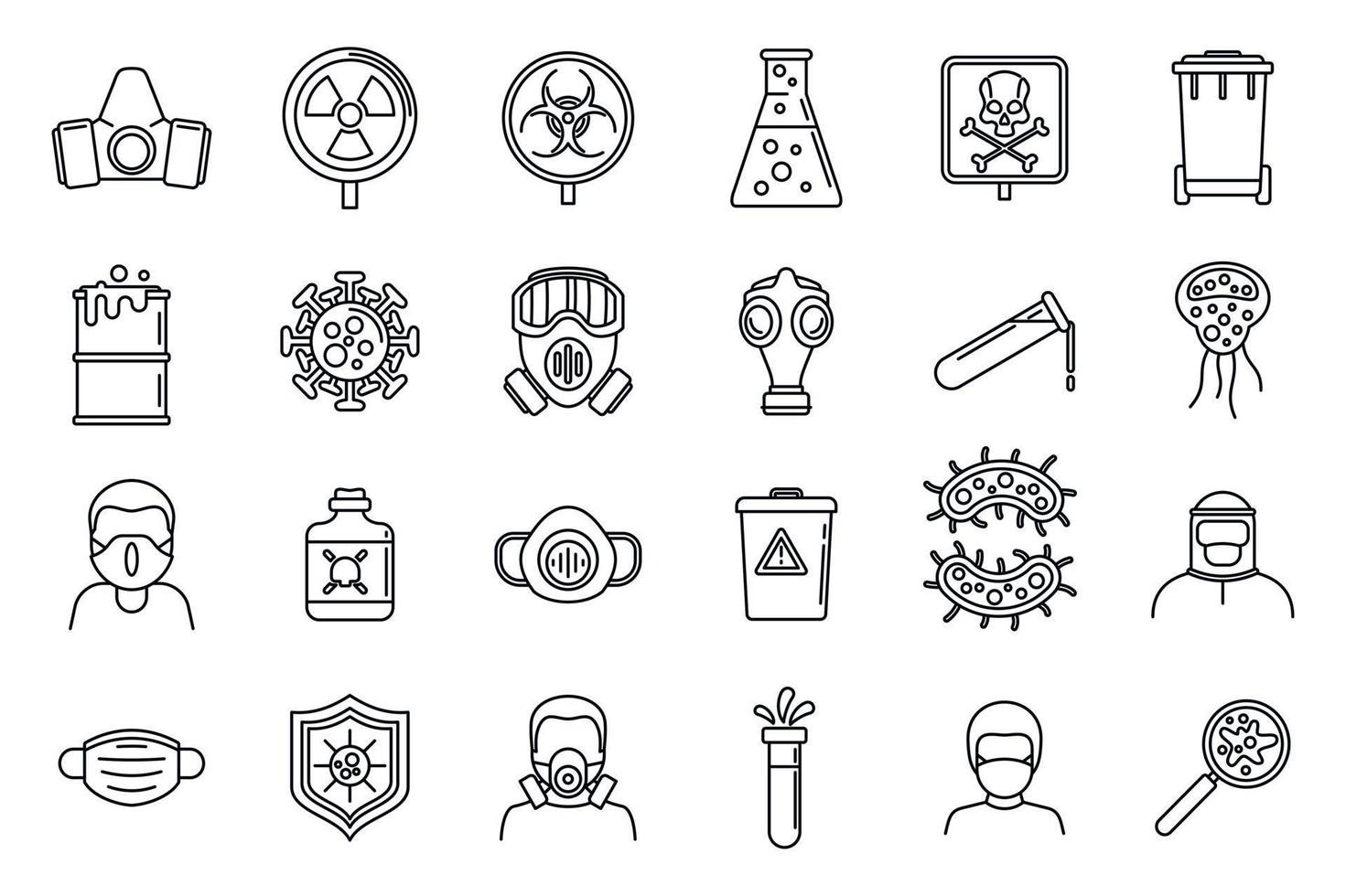 Danger biohazard icons set, outline style vector