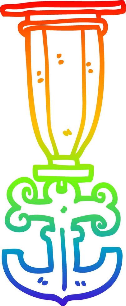rainbow gradient line drawing cartoon sailor medal vector