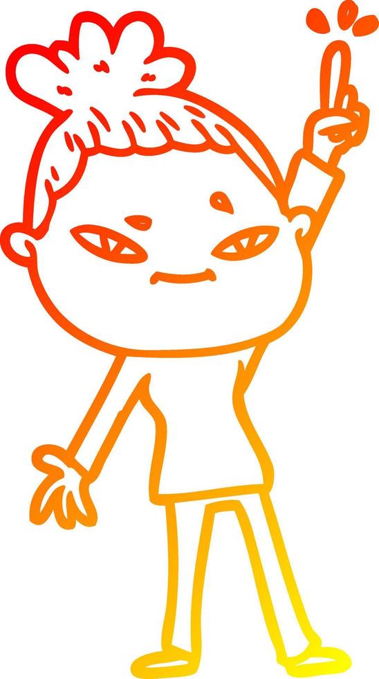 warm gradient line drawing cartoon woman vector