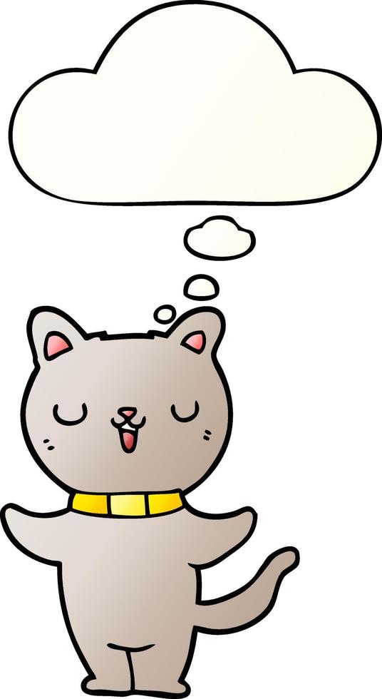 cartoon cat and thought bubble in smooth gradient style vector