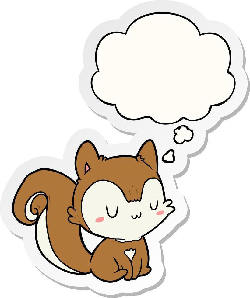 cartoon squirrel and thought bubble as a printed sticker vector