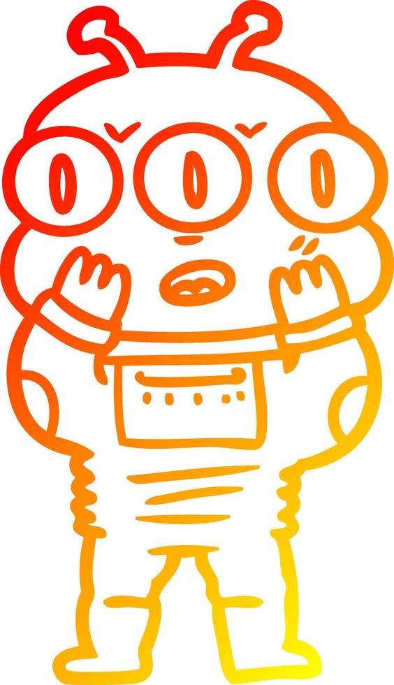 warm gradient line drawing surprised three eyed alien vector