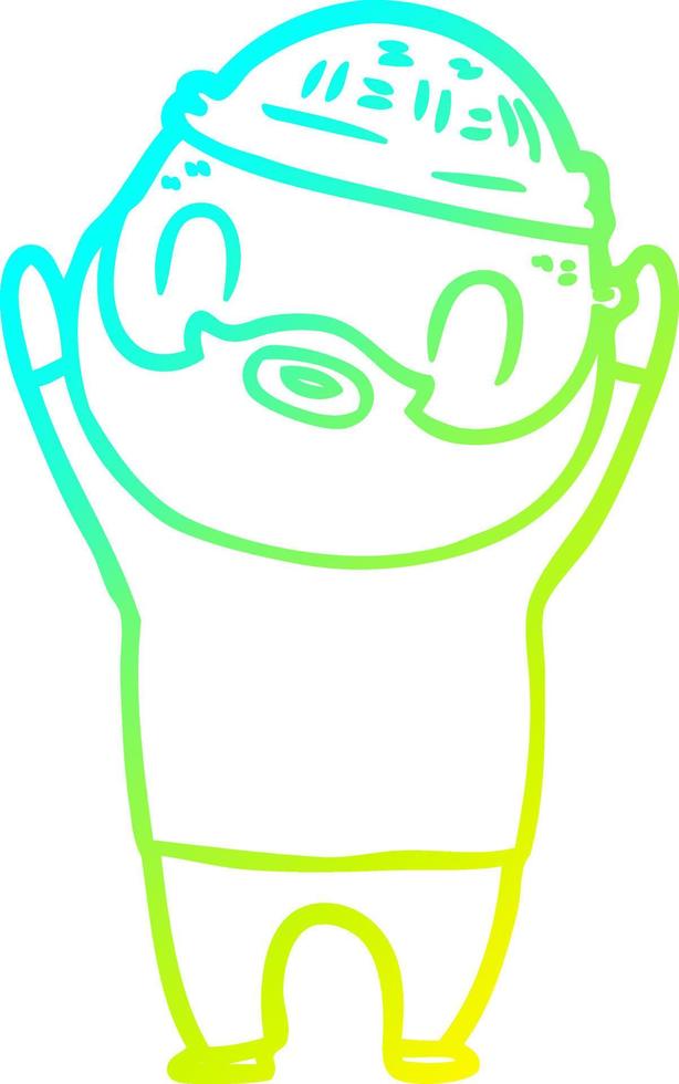 cold gradient line drawing cartoon bearded man vector