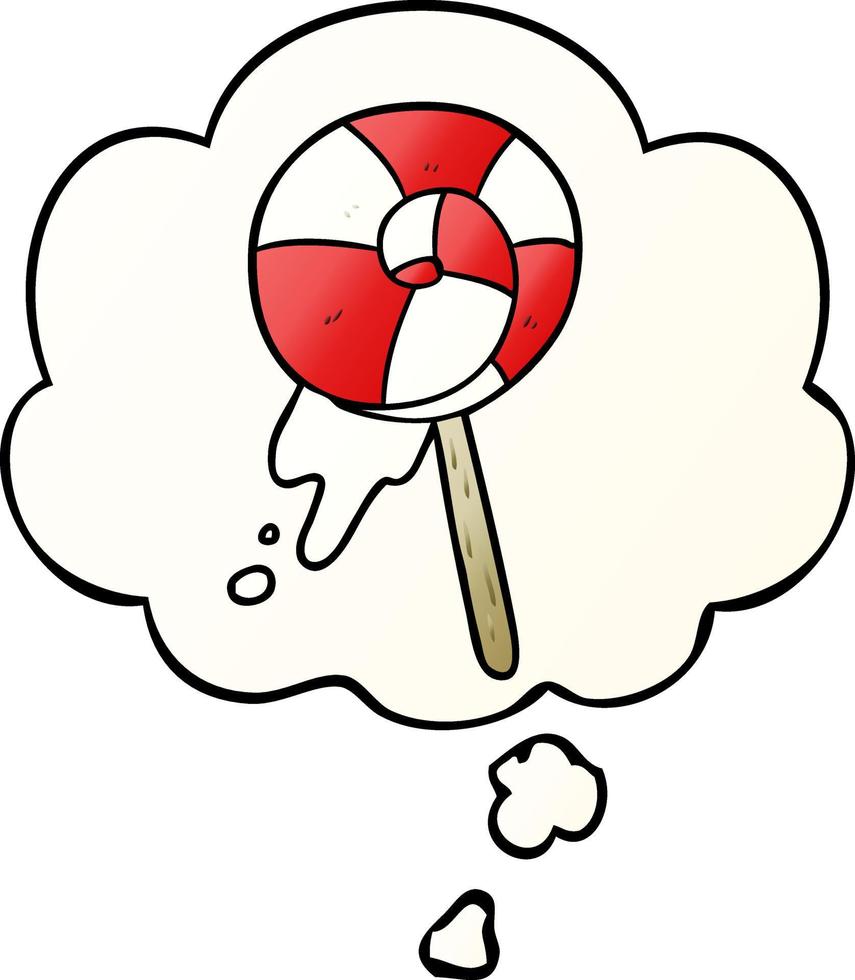 cartoon lollipop and thought bubble in smooth gradient style vector