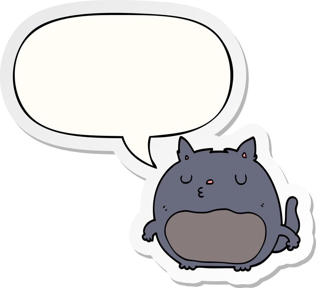 cartoon cat and speech bubble sticker vector