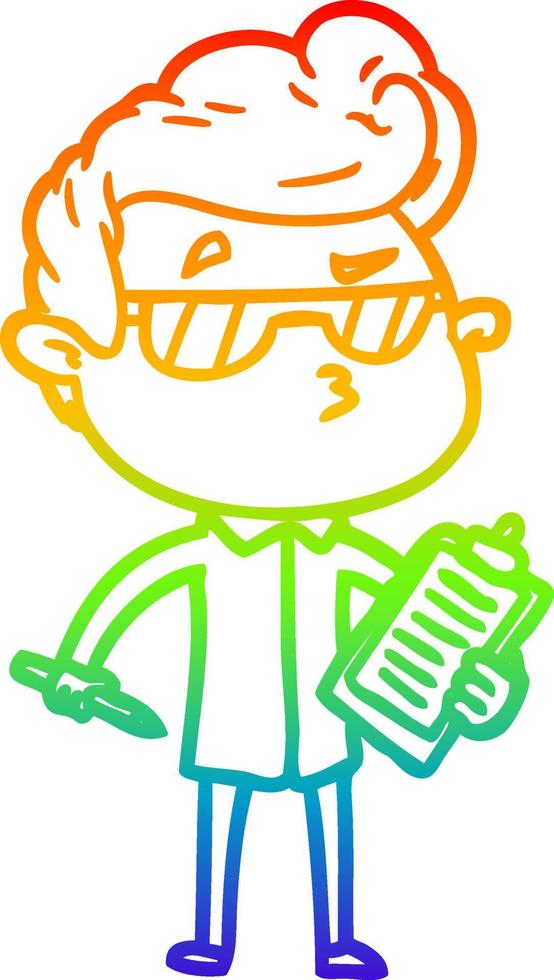 rainbow gradient line drawing cartoon cool guy vector