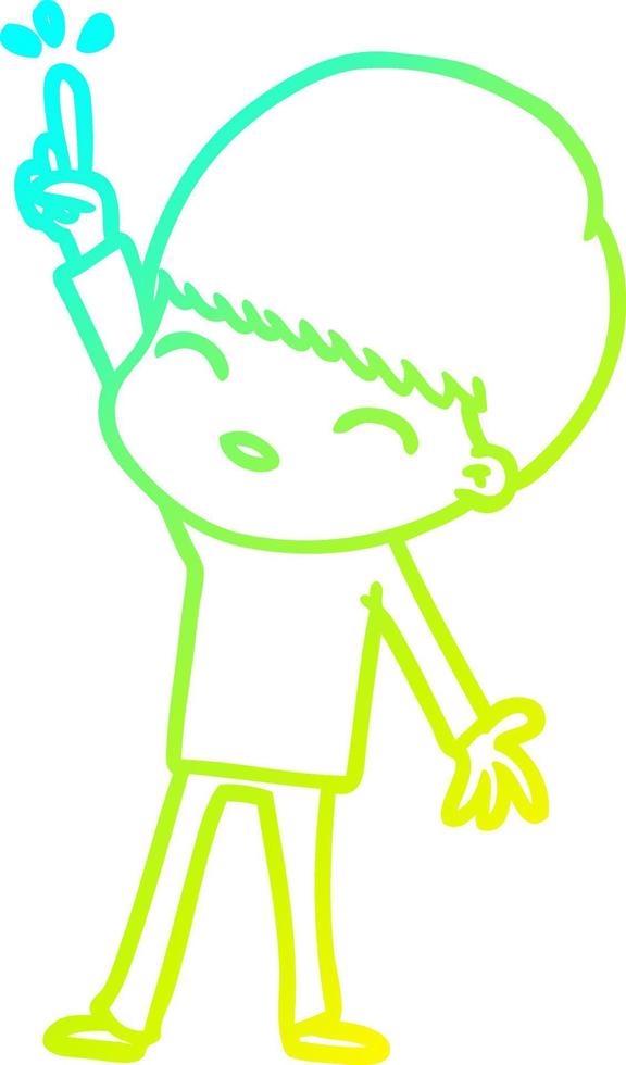 cold gradient line drawing happy cartoon boy vector