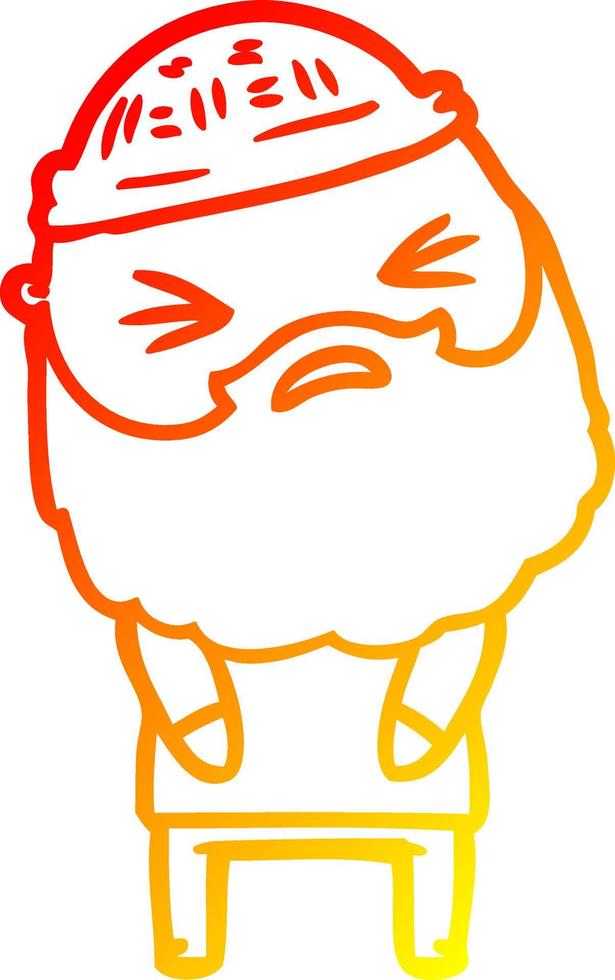 warm gradient line drawing cartoon man with beard vector