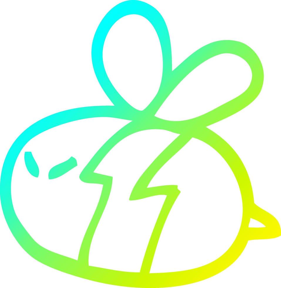 cold gradient line drawing cartoon bee vector