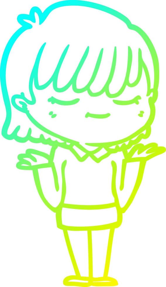 cold gradient line drawing cartoon woman vector