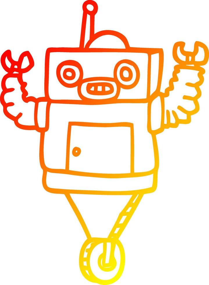 warm gradient line drawing cartoon robot vector