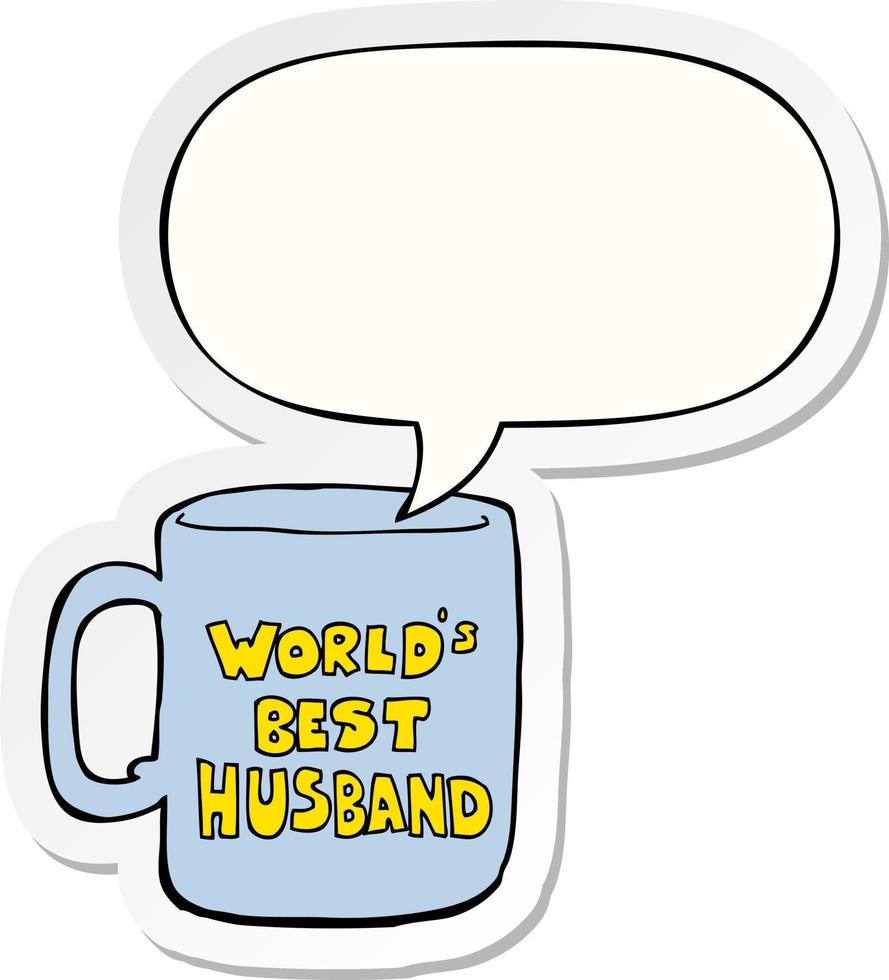 worlds best husband mug and speech bubble sticker vector