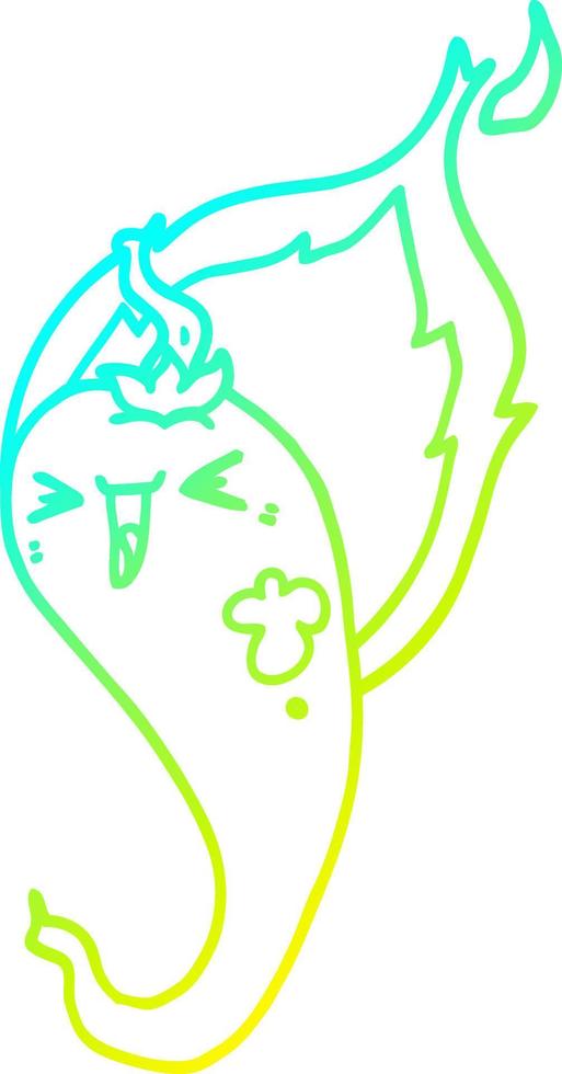 cold gradient line drawing cartoon flaming hot chili pepper vector