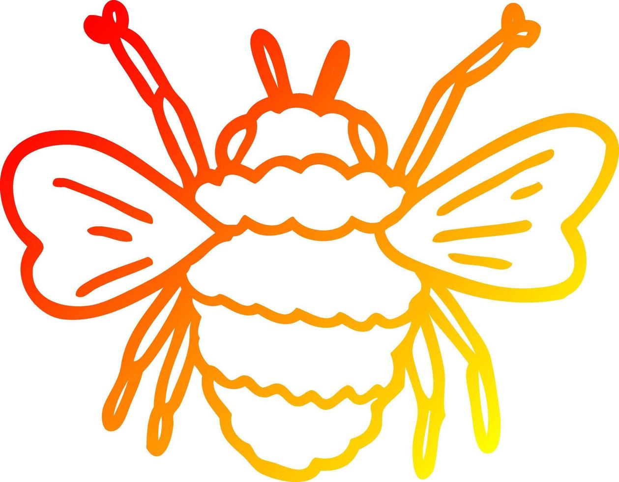 warm gradient line drawing cartoon bee vector