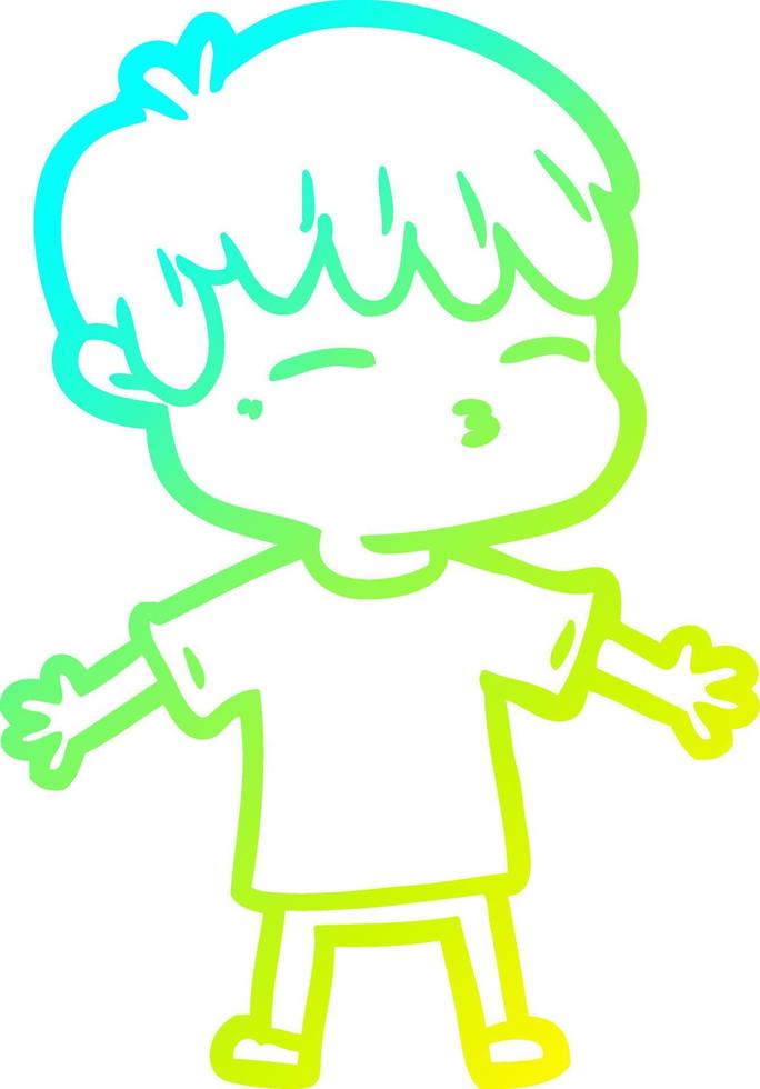 cold gradient line drawing cartoon curious boy vector