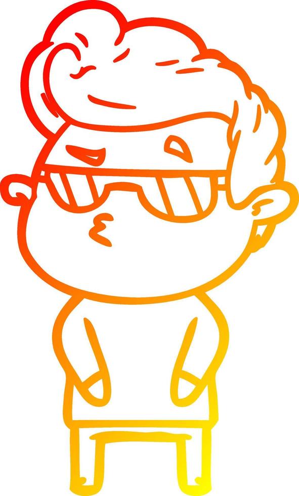 warm gradient line drawing cartoon cool guy vector