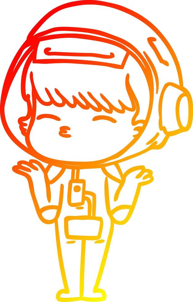 warm gradient line drawing cartoon curious astronaut vector