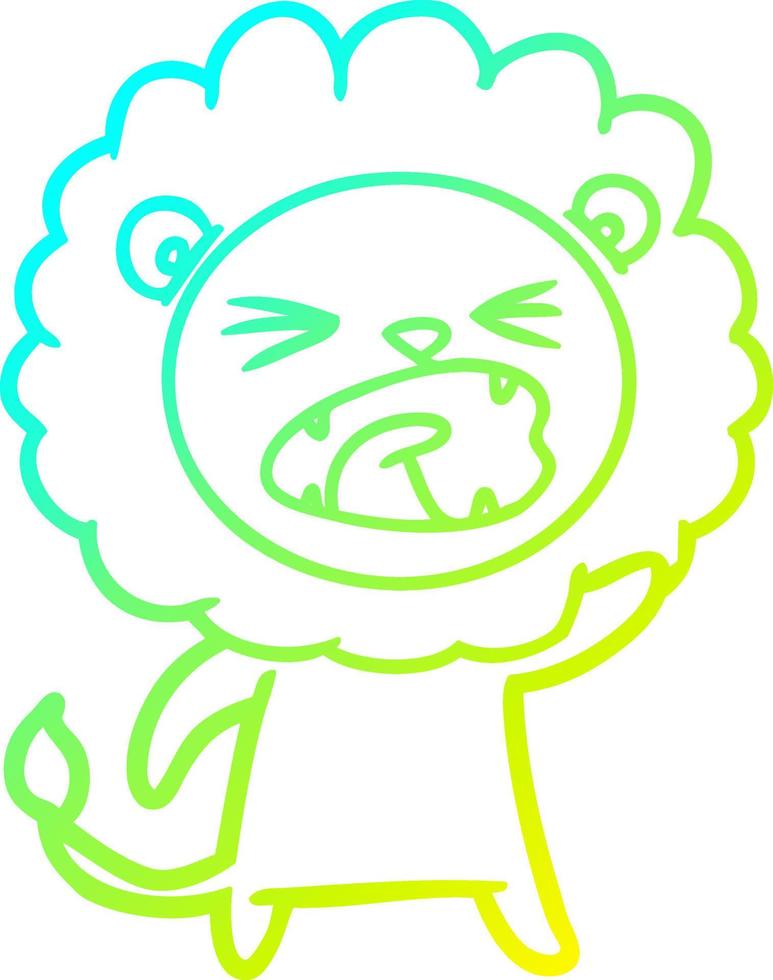cold gradient line drawing cartoon angry lion vector